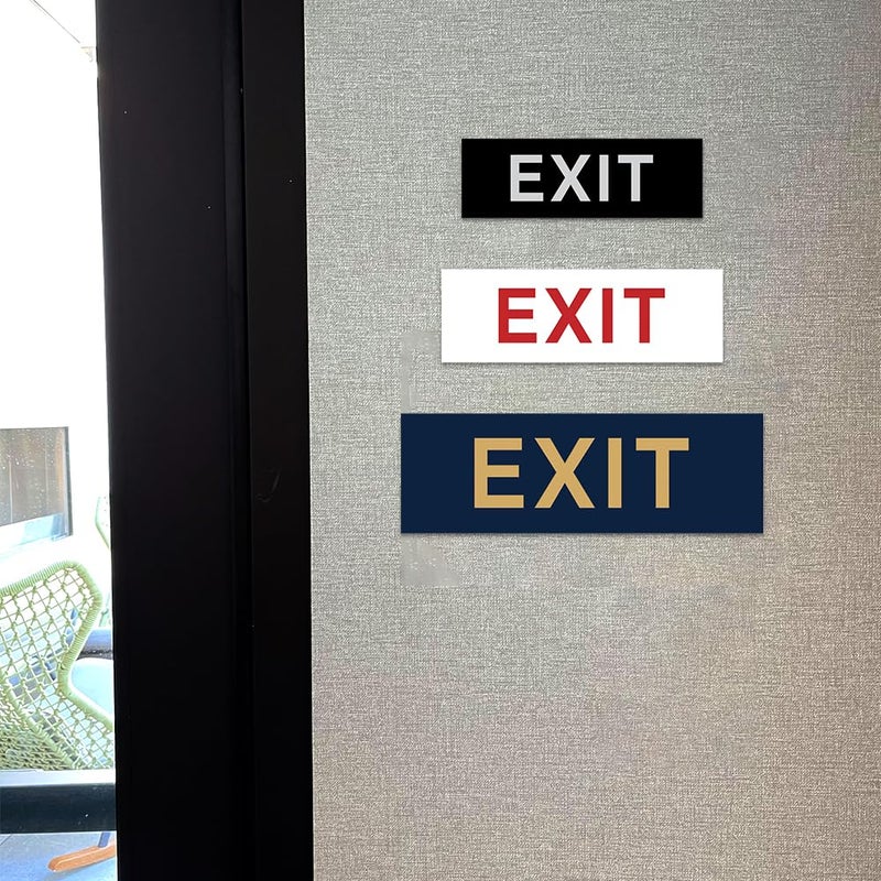 All Quality Basic Exit Wall or Door Sign - Simple & Clear To Ensure Safety | Easy to Install - Brushed Gold - Medium (1 Pack) - Image 3